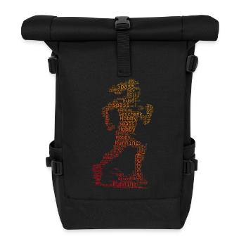 Puristisches Running Thema - Rolltop Rucksack - Schwarz - Vorne