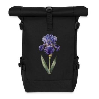 Purple iris on delicate stem - Roll Top Backpack - black - Front