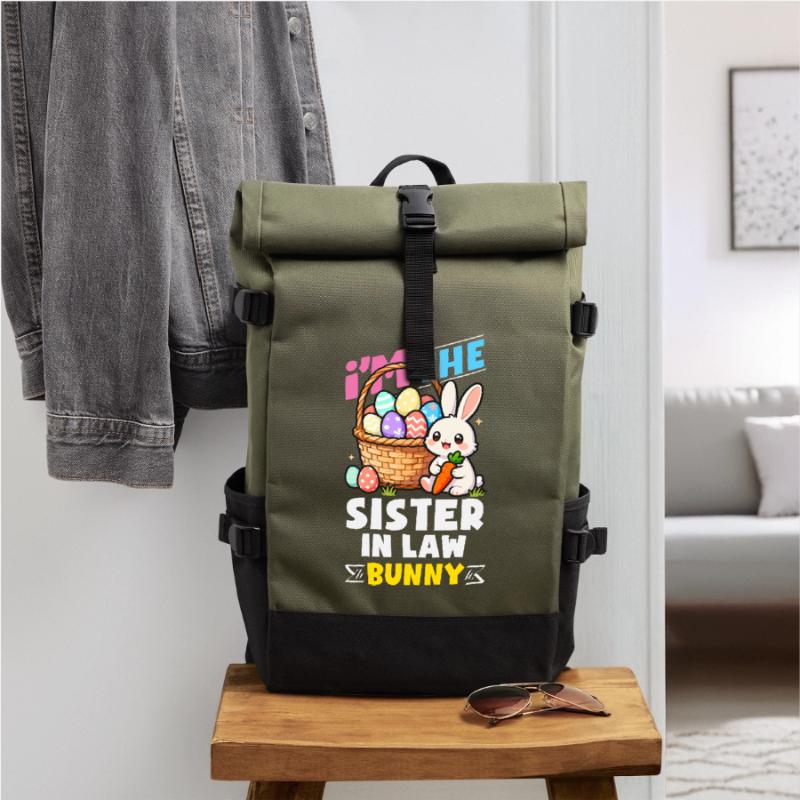 Happy Easter Sweet Easter Bunny Egg Hunt Easter Eggs Roll Top Backpack