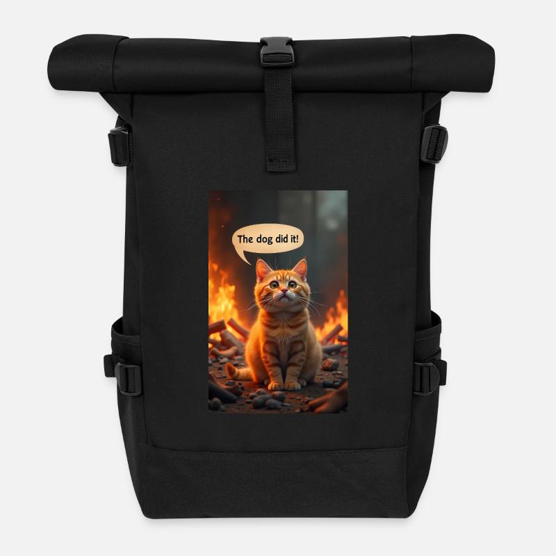 Cat Meme - Roll Top Backpack - black