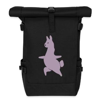 Lama Alpaka Workout Yoga Silhouette Minimalistisch - Rolltop Rucksack - Schwarz - Vorne