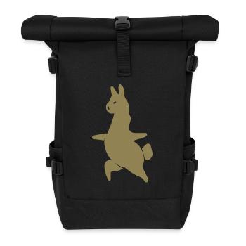Lama Alpaka Workout Yoga Silhouette Minimalistisch - Rolltop Rucksack - Schwarz - Vorne