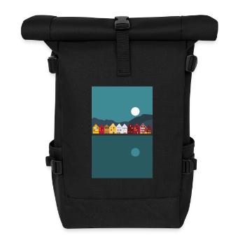 Scandinavian Houses Bergen - Roll Top Backpack - black - Front