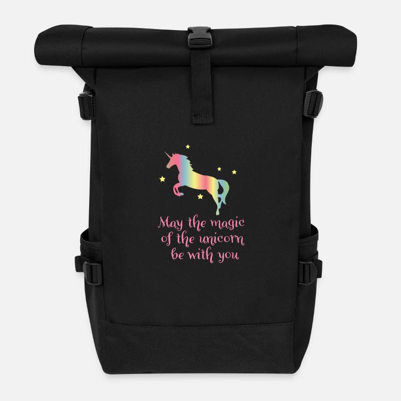 Einhorn - Rolltop Rucksack - Schwarz
