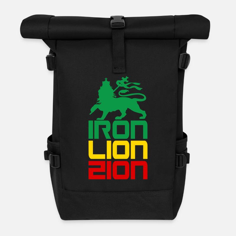 iron lion zion - Sac à dos roll top - noir