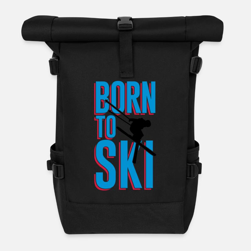 Born to Ski - Rolltop Rucksack - Schwarz