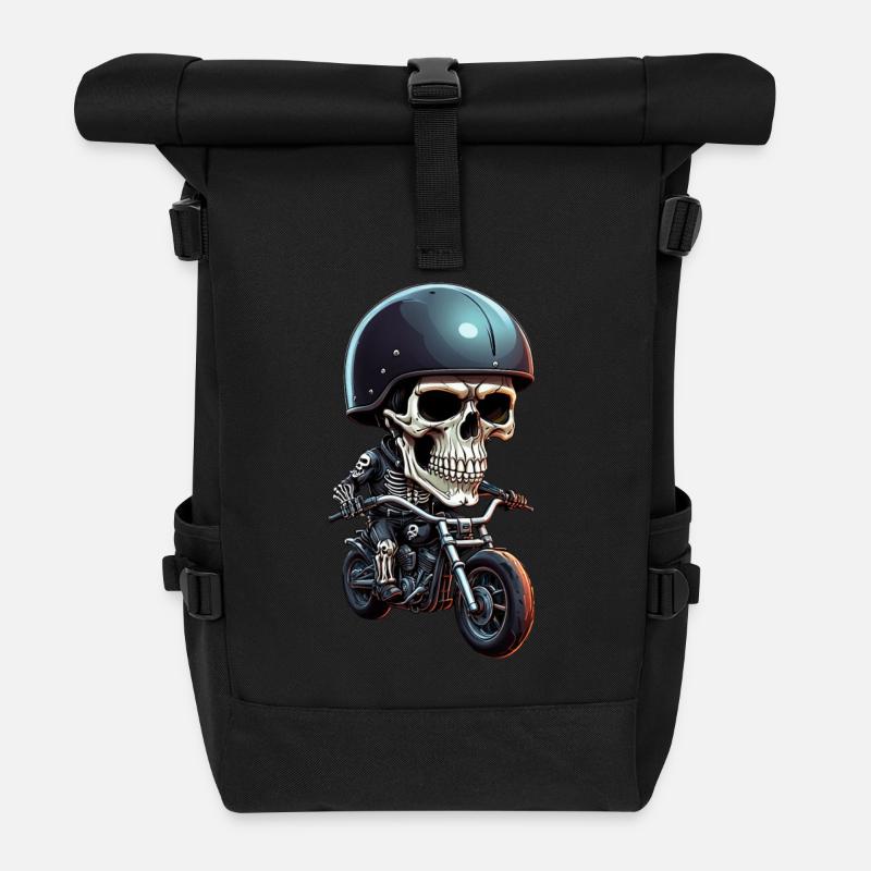 Biker Squelette - Sac à dos roll top - noir