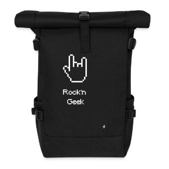 Rock n geek T-shirt - Rolltop Rucksack - Schwarz - Vorne