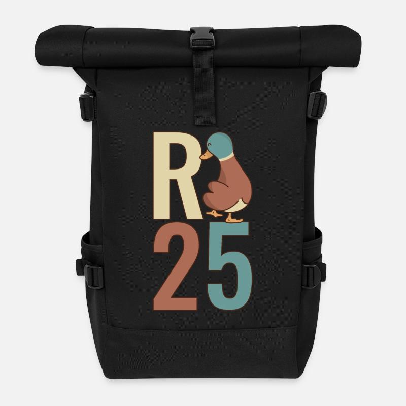 R Ente - Rente 2025 Geschenk - Rolltop Rucksack - Schwarz