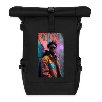 Der coole Amerikaner - Rolltop Rucksack - Schwarz - Vorne