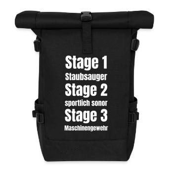 Die Stages im Tuning beim Auspuff - Rolltop Rucksack - Schwarz - Vorne