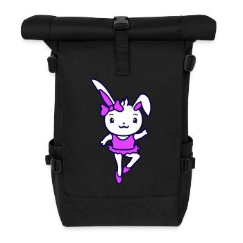 Hase Tutu Ballerina Pirouette drehen Mädchen Frau - Rolltop Rucksack - Schwarz - Vorne