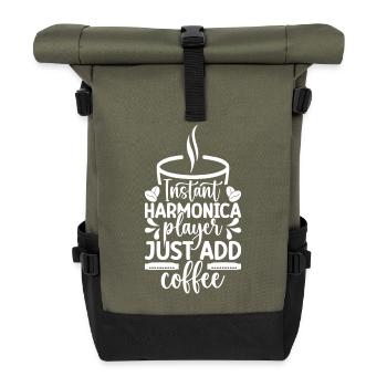 Harmonica Musican Instant Player Just Coffee - Rolltop Rucksack - Olive/Schwarz - Vorne