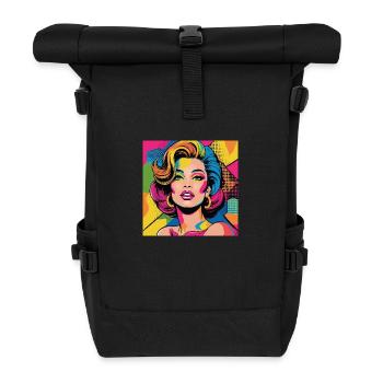 Bold Pop Art Woman Avatar with Vibrant Colors - Roll Top Backpack - black - Front