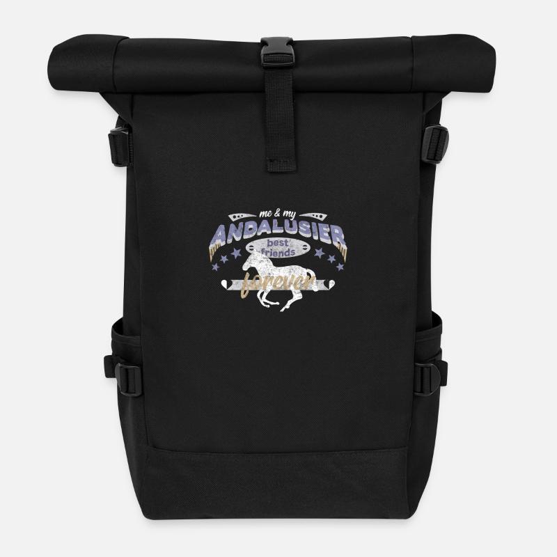 Andalusier Pferd Pferdebesitzer best friends BFF - Rolltop Rucksack - Schwarz