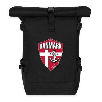 Dänemark - Schild - Wappen - Rolltop Rucksack - Schwarz - Vorne