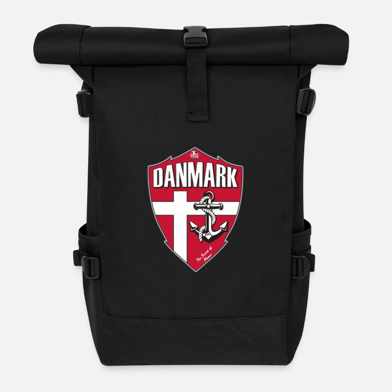 Dänemark - Schild - Wappen - Rolltop Rucksack - Schwarz