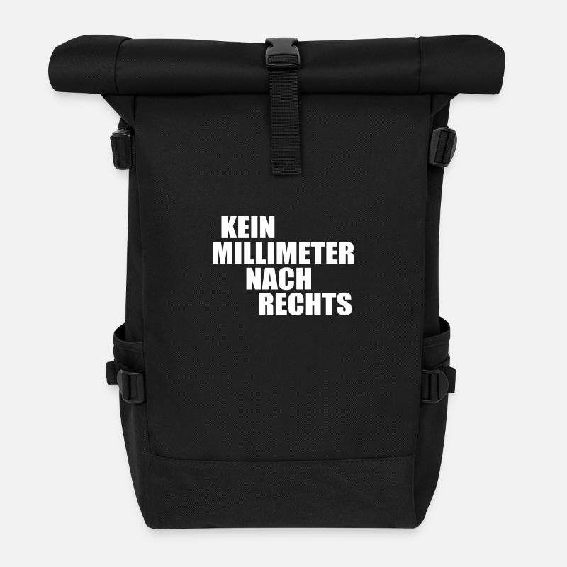 kein millimeter nach rechts - Rolltop Rucksack - Schwarz