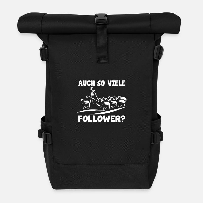 Lustiges Schäfermotiv mit Herde Schäfer und Spruch - Rolltop Rucksack - Schwarz