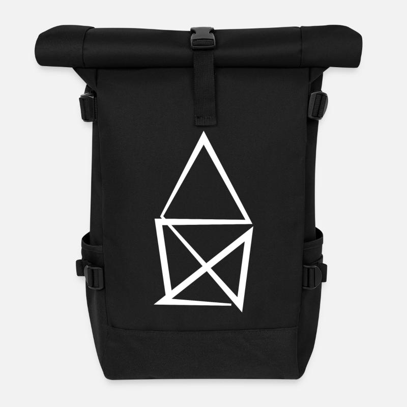 Geometrisches Linien-Kunst Design - Rolltop Rucksack - Schwarz