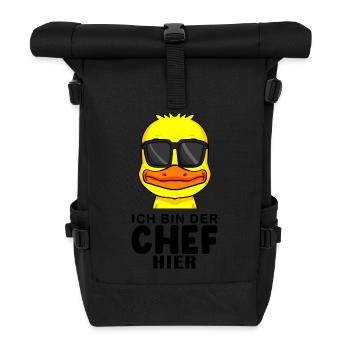 Baby Junge Lustiger Spruch Chef - Rolltop Rucksack - Schwarz - Vorne