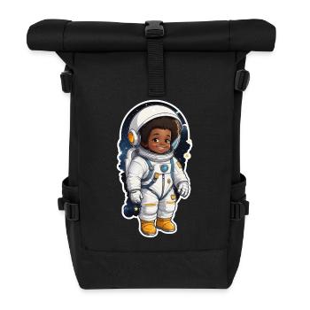 Kleiner Astronaut mit Lächeln - Rolltop Rucksack - Schwarz - Vorne
