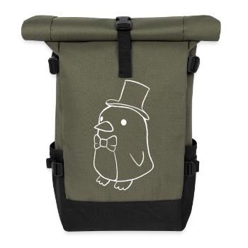 Pinguin Magier - Rolltop Rucksack - Olive/Schwarz - Vorne