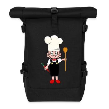 Affen Affe Kochkunst Hobbykoch Gastgeber - Rolltop Rucksack - Schwarz - Vorne