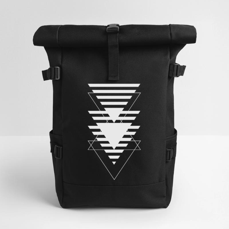 Layered Triangle Geometric Pattern Roll Top Backpack
