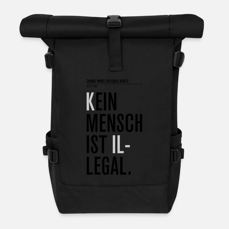 Kein Mensch ist illegal - Rolltop Rucksack - Schwarz