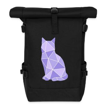 Geometrische Katze Lavendel - Rolltop Rucksack - Schwarz - Vorne