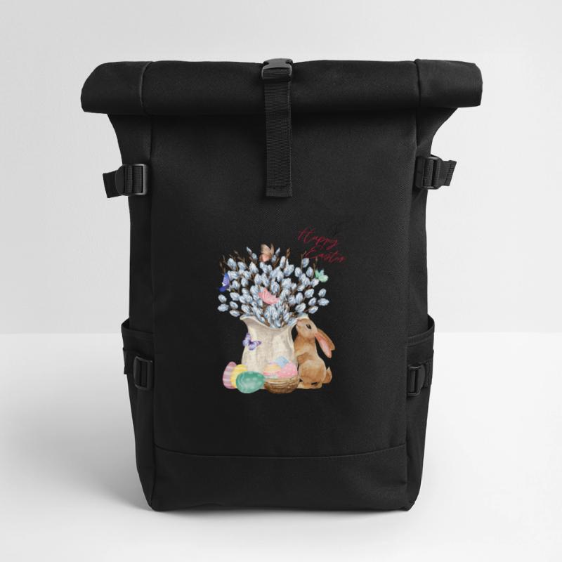Happy Easter - Willow with Easter Eggs Roll Top Backpack