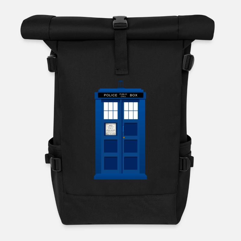 Police box tardis - Roll Top Backpack - black