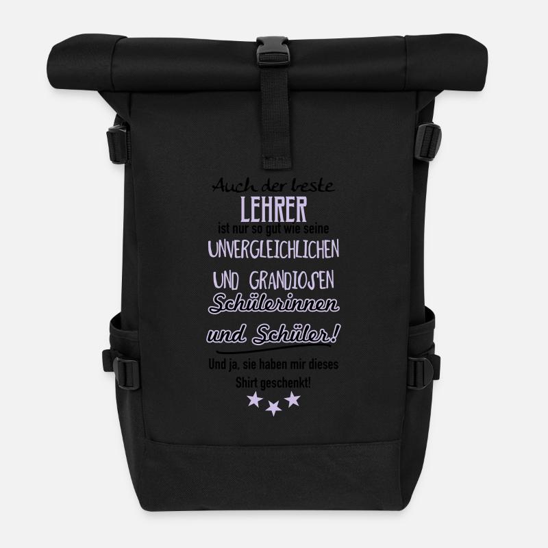 Bester Lehrer Shirt - Rolltop Rucksack - Schwarz