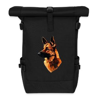 German Shepherd Low Poly Design - Roll Top Backpack - black - Front