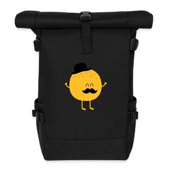 Funny Orange with Mustache - Rolltop Rucksack - Schwarz - Vorne