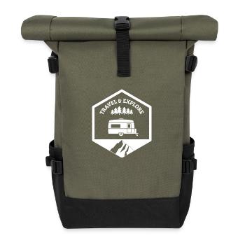 Caravan travel and explore white - Roll Top Backpack - olive/black - Front