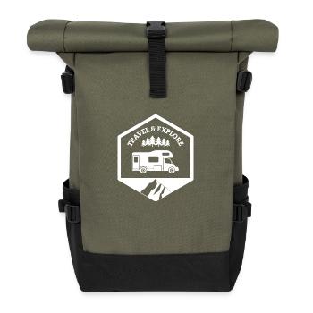 Capucine travel and explore white - Roll Top Backpack - olive/black - Front