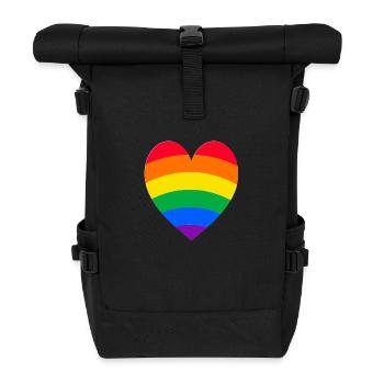 Regenbogen-Herz - Rolltop Rucksack - Schwarz - Vorne