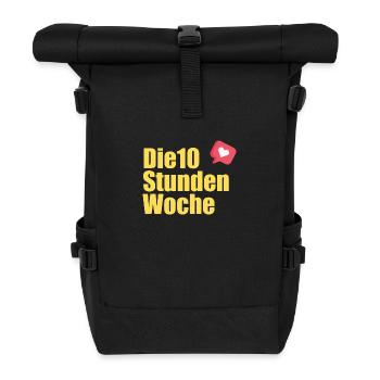 die 10 Stunden Woche Logo - Rolltop Rucksack - Schwarz - Vorne