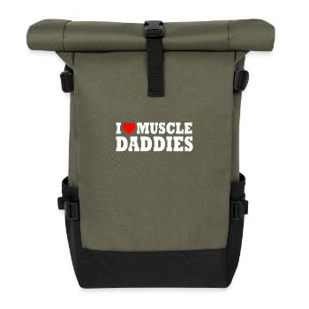 I love muscle daddies - Roll Top Backpack - olive/black - Front