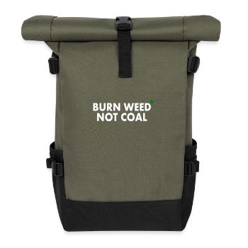 Burn weed not coal - Rolltop Rucksack - Olive/Schwarz - Vorne