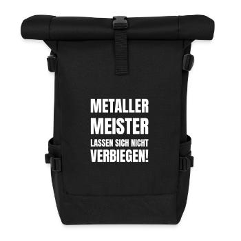 Metaller Meister lassen sich nicht verbiegen! - Rolltop Rucksack - Schwarz - Vorne