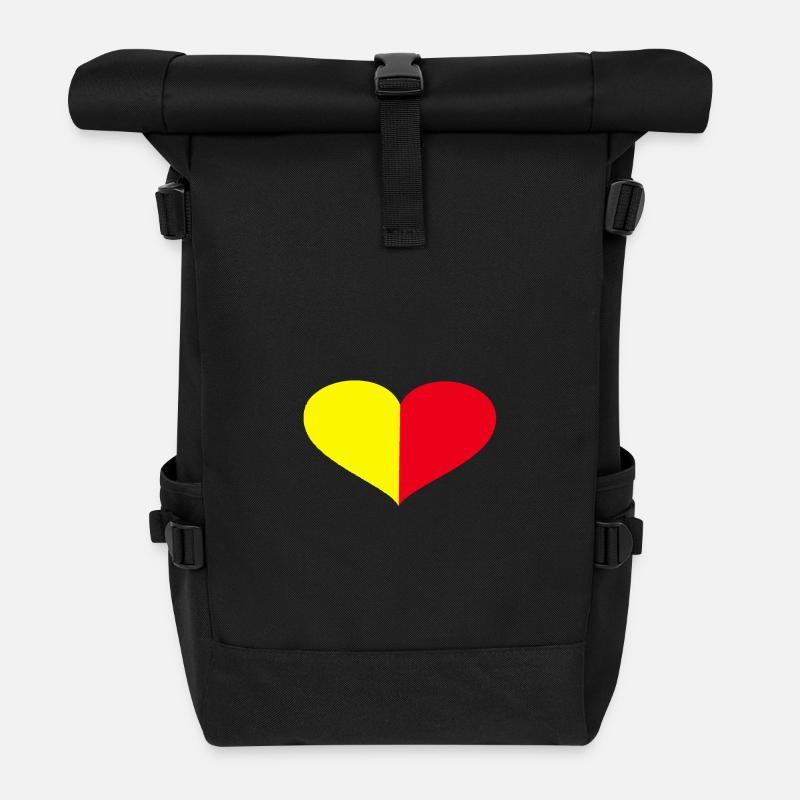 Heart beats yellow red - Roll Top Backpack - black