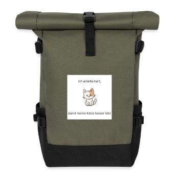 Everything for your cat - Roll Top Backpack - olive/black - Front