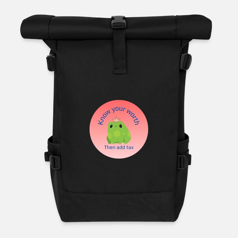 Kenne deinen Wert - Rolltop Rucksack - Schwarz