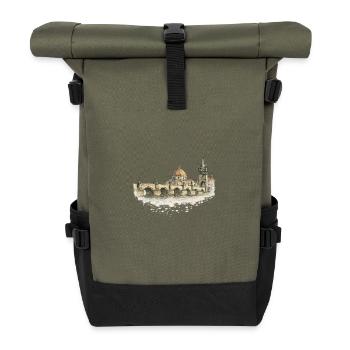 Florentiner Brücke & Dom Watercolor - Rolltop Rucksack - Olive/Schwarz - Vorne