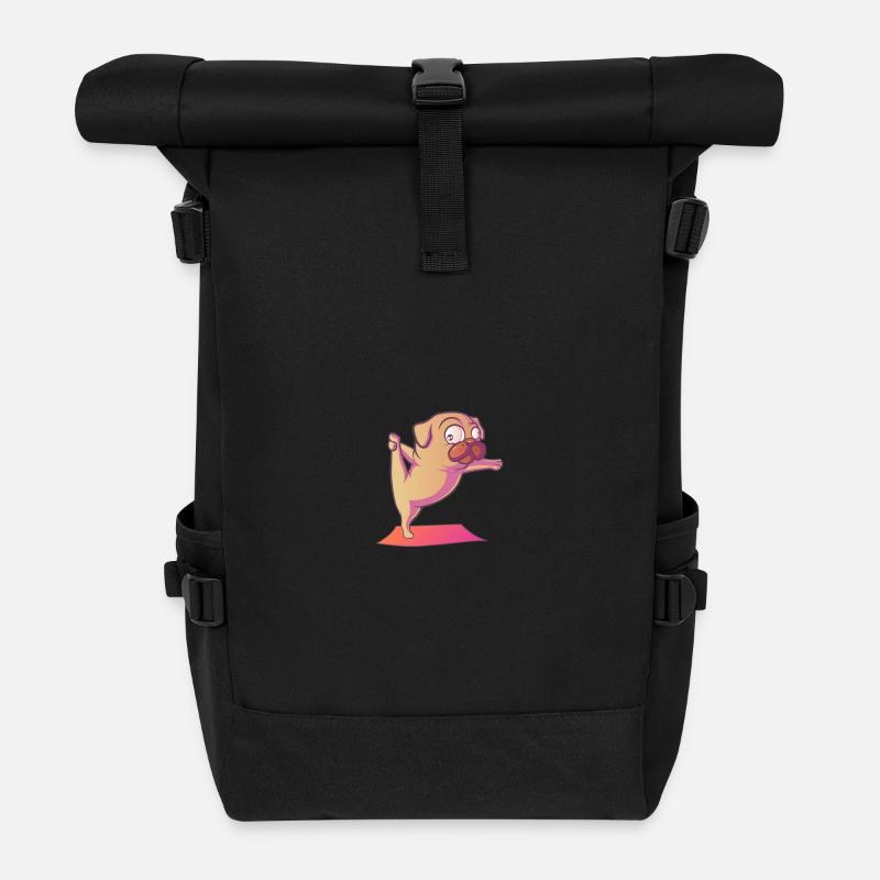 Dog Yoga Fun and Colorful - Roll Top Backpack - black