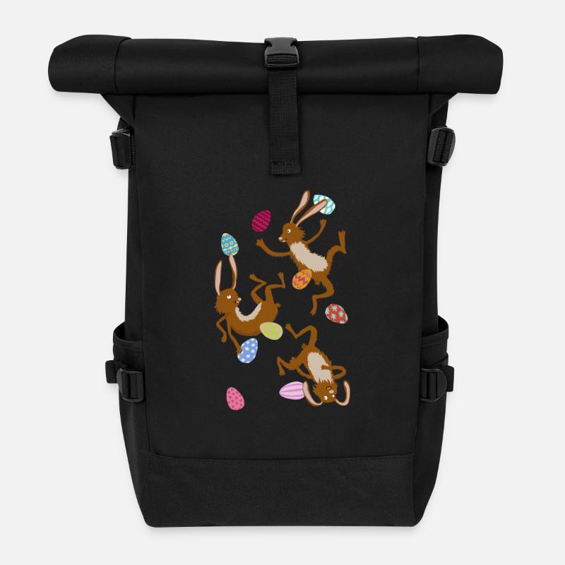 fallende Osterhasen - Rolltop Rucksack - Schwarz