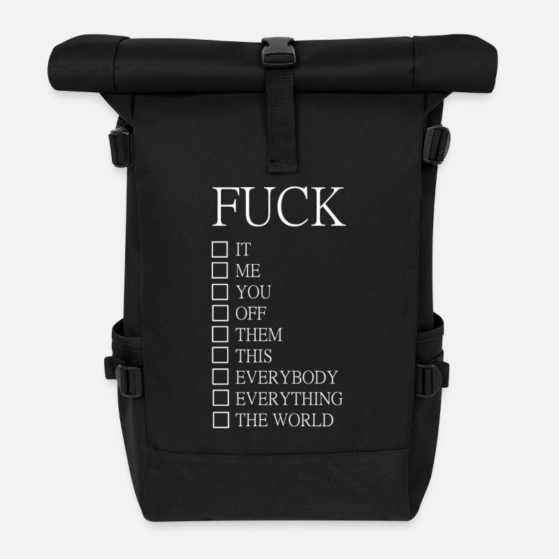 Fuck - Roll Top Backpack - black